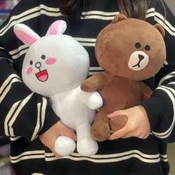 Kawaii Line Friends Plush Brown Bear Connie Rabbit Plush Toy Kawaii Room Decoration Line Friends Brown Bear Plush Toy Girl Gift