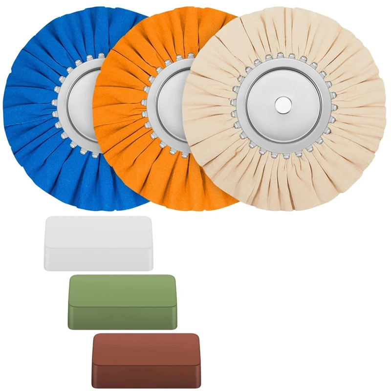A53Q-6 Stuks 8Inch Luchtweg Buffing Wheel Aluminium Wiel Polijsten Kit Veilige Flens In Diameter 5/8 Inch Prieel voor Haakse Slijper