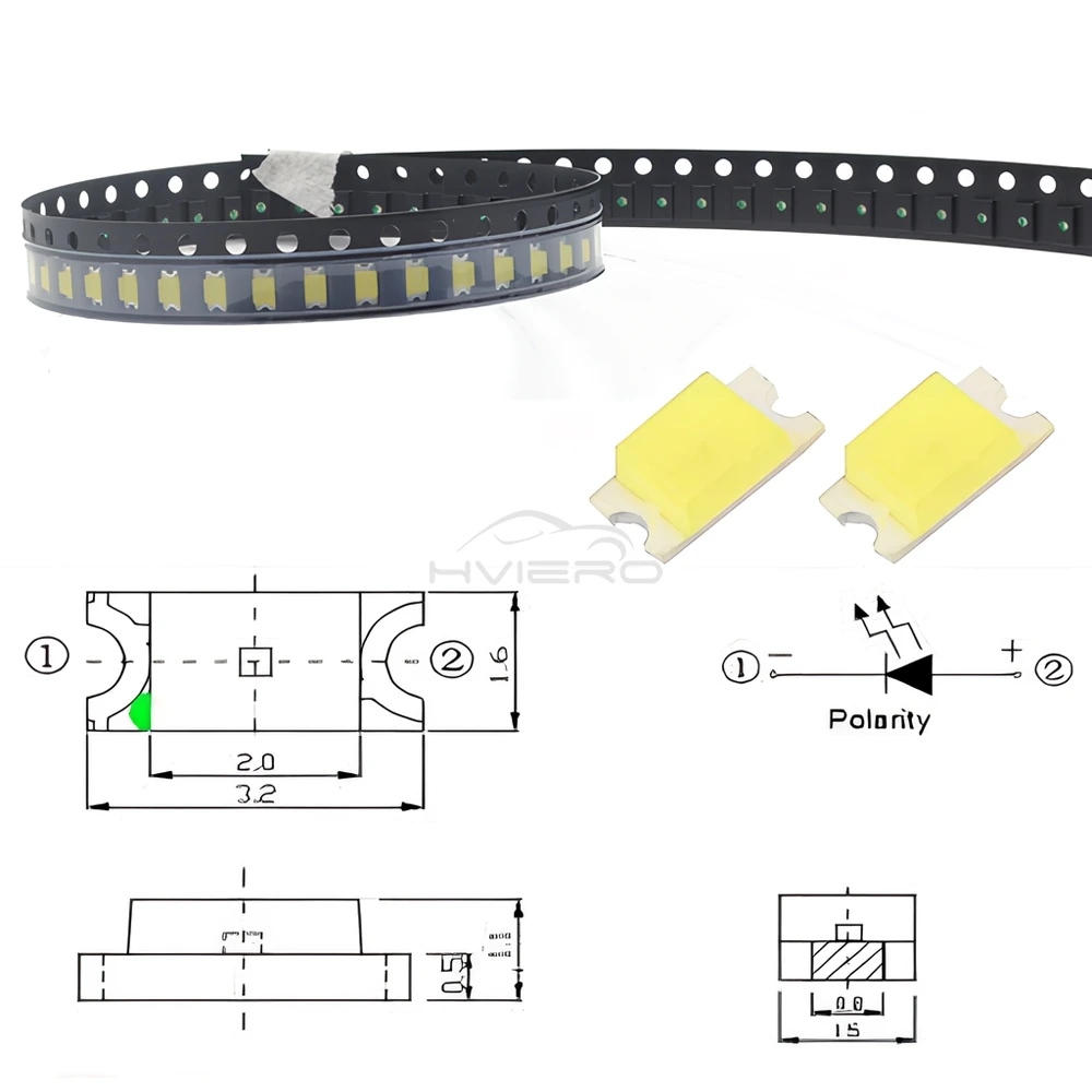 100pcs 1206 SMD SMT Lamp Super Bright Chip Light Bead LED Emitting Bulbs Diodes Module Decoration Garden Ceiling Atmosphere Neon