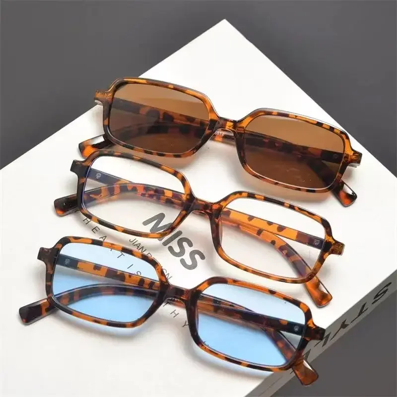 Sexy Kleine Rechteckige Sonnenbrille Damen Vintage Markendesigner Leoparden-Sonnenbrille Herren Shades Damen-Eyewear UV400