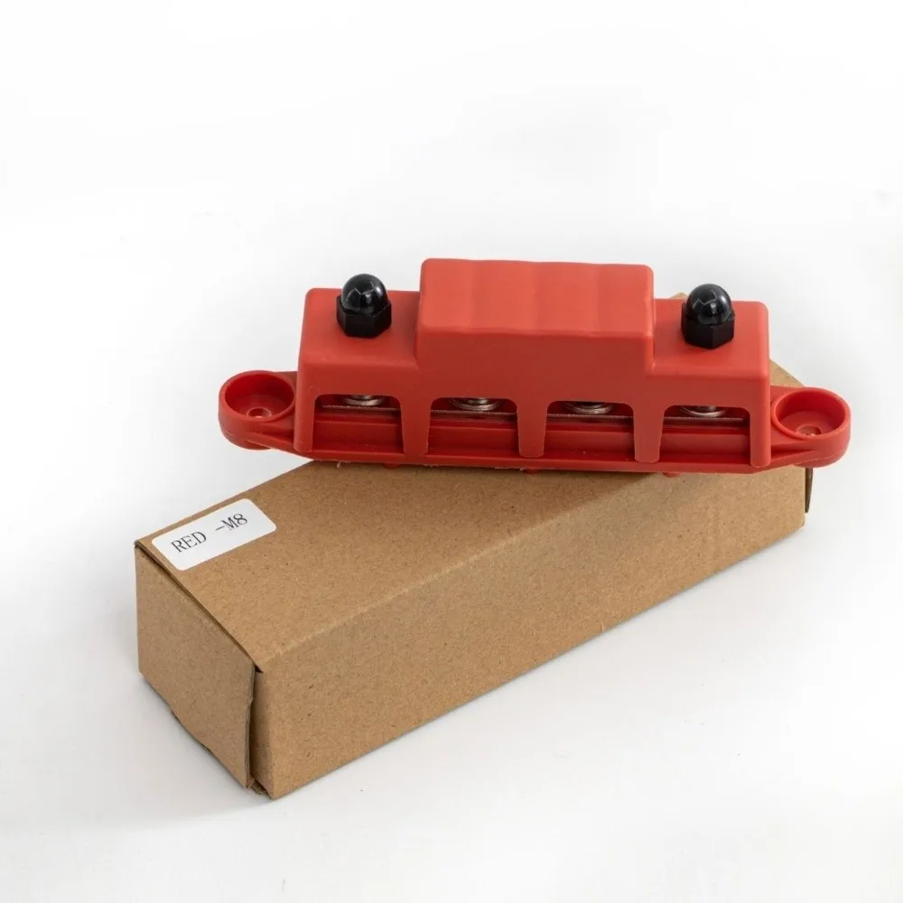 Convenient M8 M10 Studs Bus Bar Terminal 250A DC Positive Negative Power Distribution Block Terminal Stud Block Boat Car RV