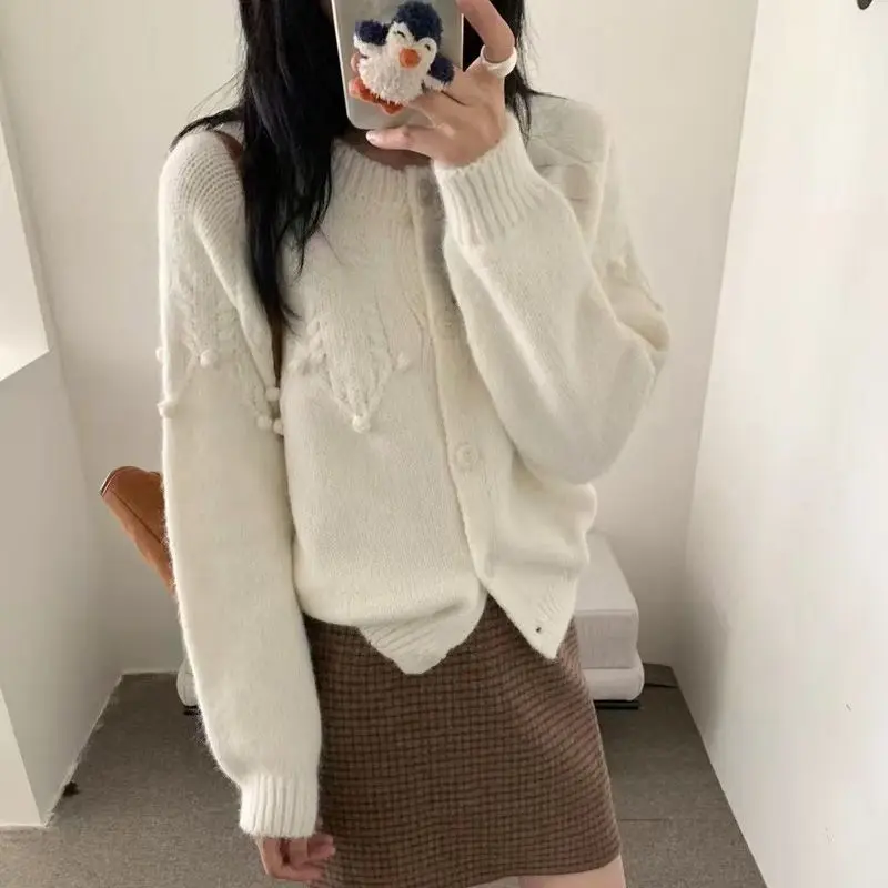 

Вязаный кардиган из мягкой шерстяной ткани для женщин: новая свободная повседневная верхняя одежда в милом японском стиле для весны и осени