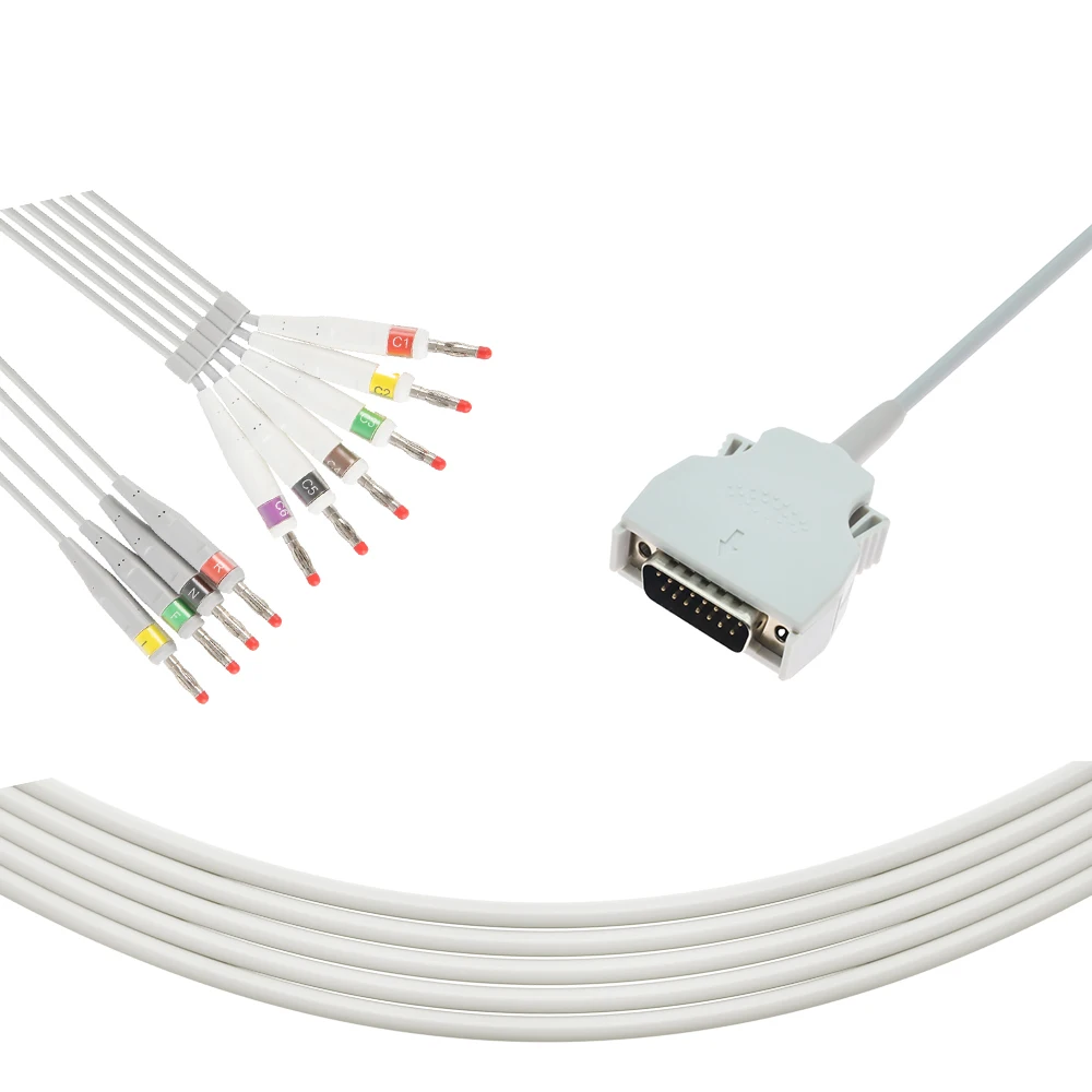 ECG Monitoring Cable 10 Leads 4.0mm IEC Plug 3.4m Latex Wire Compatible For Mortaras ELI 50 Device Use