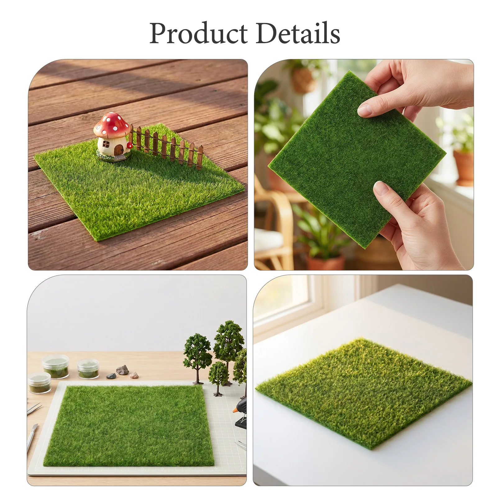 18Pcs Realistic Artificial Grass Turf Squares 6x6 Inch Miniature Lawn Mat for DIY Fairy Garden Mini Landscape Turf Decoration