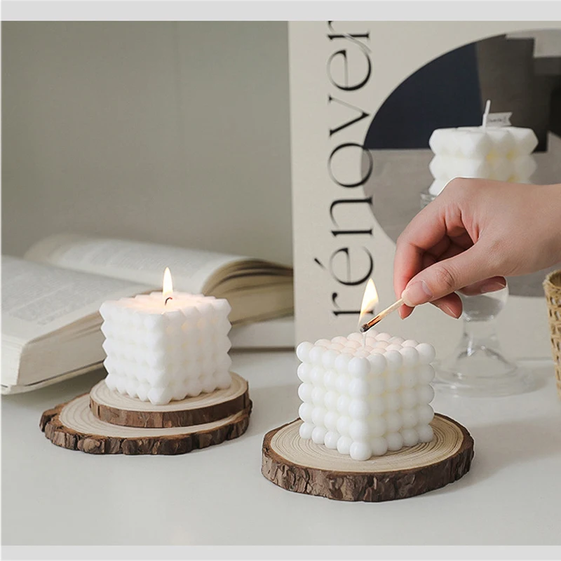 Creative Home Souvenirs Ins Rubik\'s Cube Scented Candles Soy Wax White Geometric Aromatherapy Candles Home Decoration Ornaments