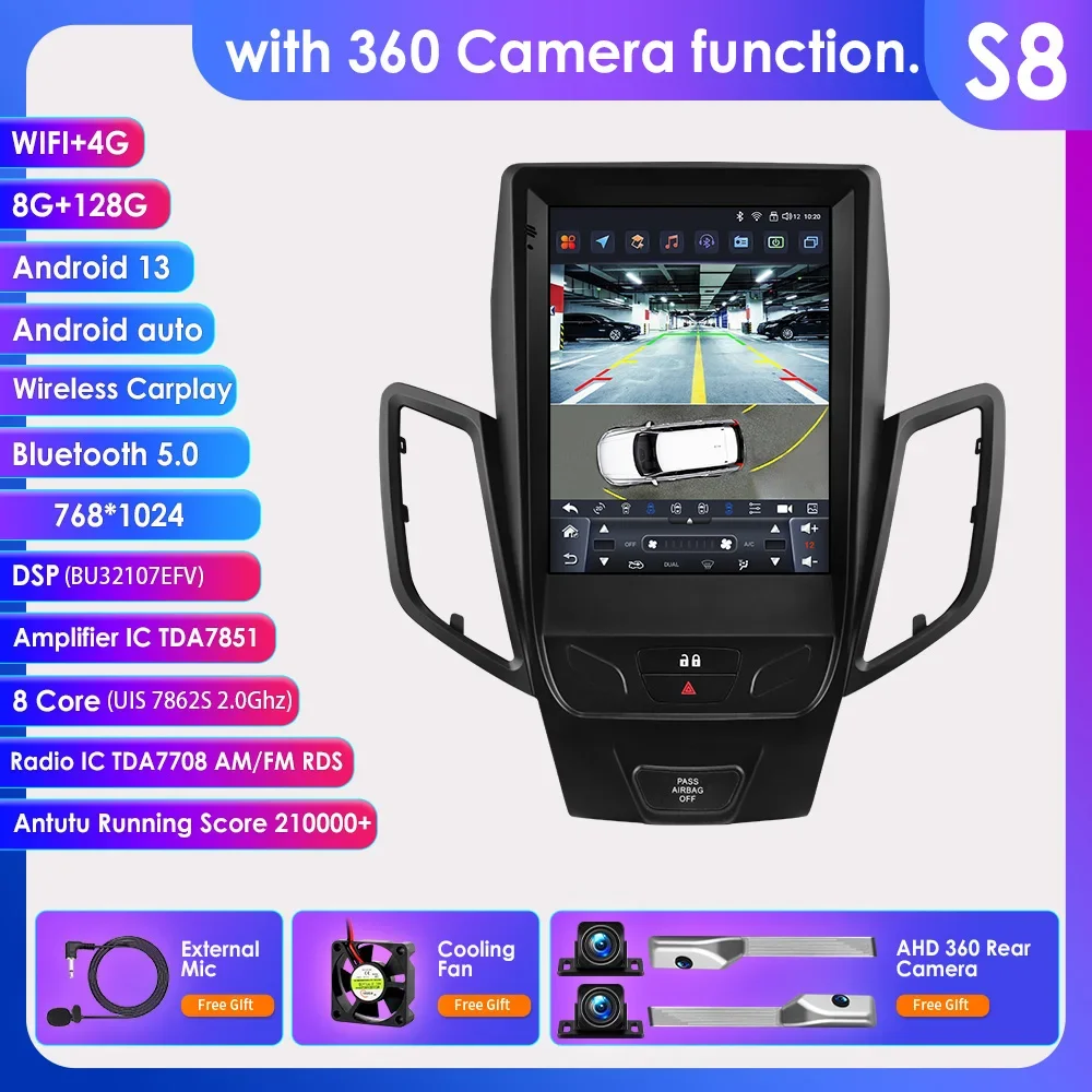 Hizpo 8Core DSP Auto Multimedia Speler voor Ford Fiesta MK7 2009-2016 Carplay 4G Autoradio RDS GPS WiFi AI Intelligente Systemen
