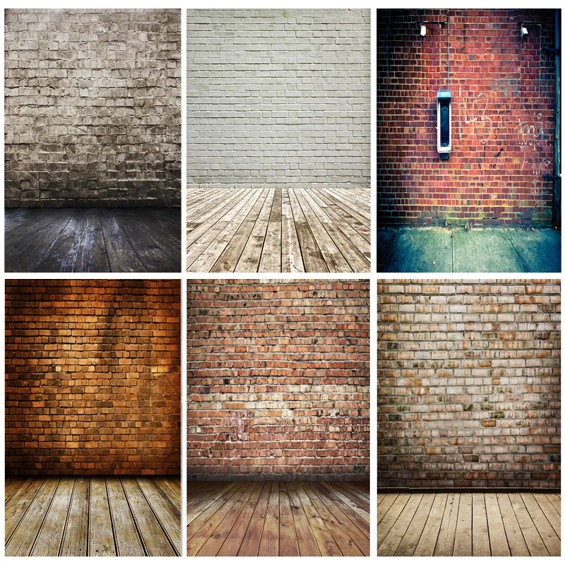 

SHUOZHIKE Art Fabric Vintage Brick Wall Wooden Floor Photography Backdrops Portrait Photo Background Studio Prop 21712 YXZQ-01