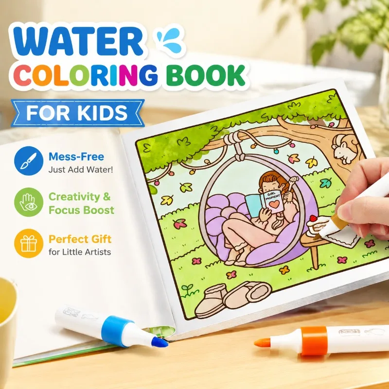 Kids Watercolor Coloring Sketchbook Children Hand Painting Drawing Book Kindergarten Primary School Art Practice Notebook DIY