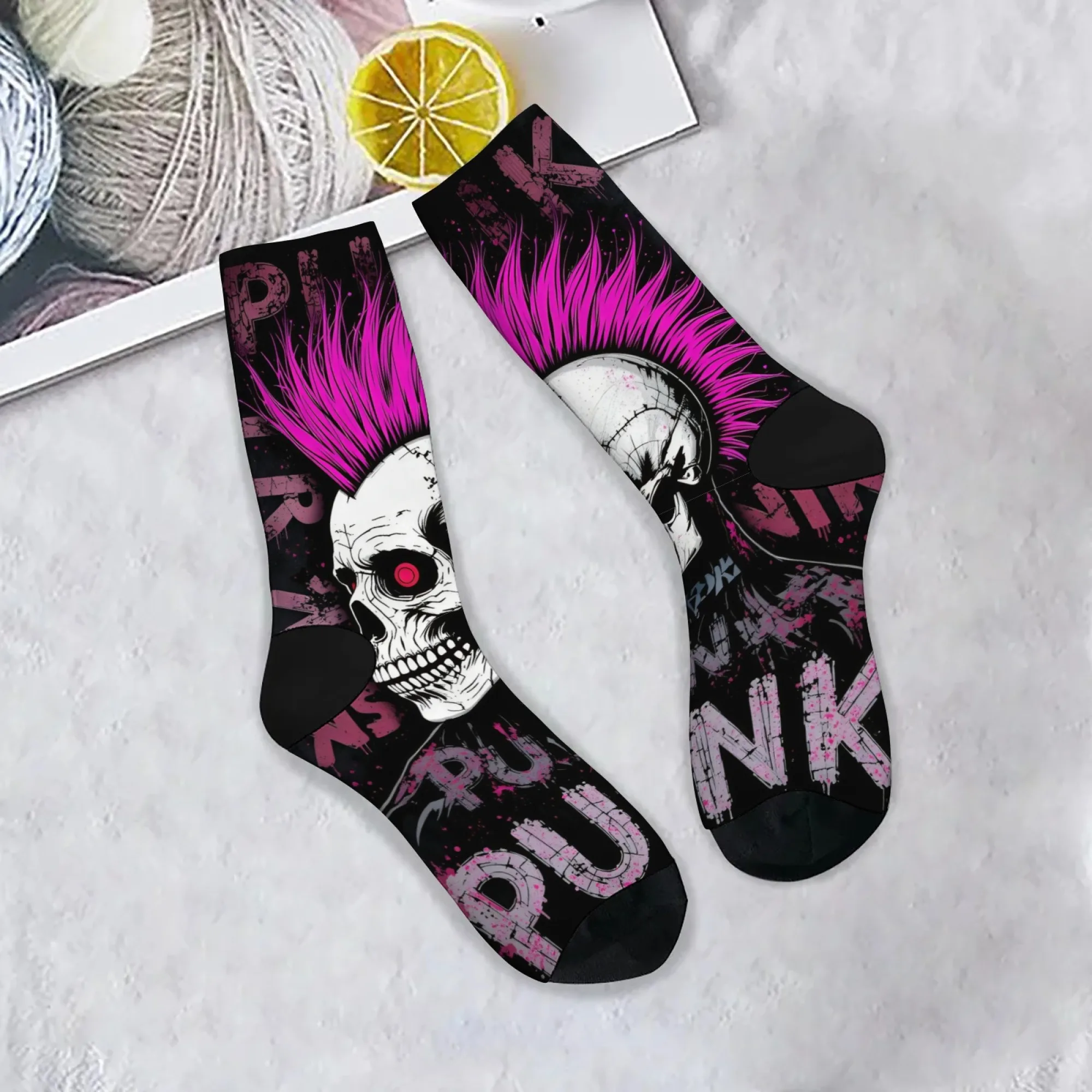

Unisex CyberPunk Cool Dark Skull Art Crew Socks Trippy Punk Art with Black Pink Skull for Daily Use & Punk Art Enthusiasts