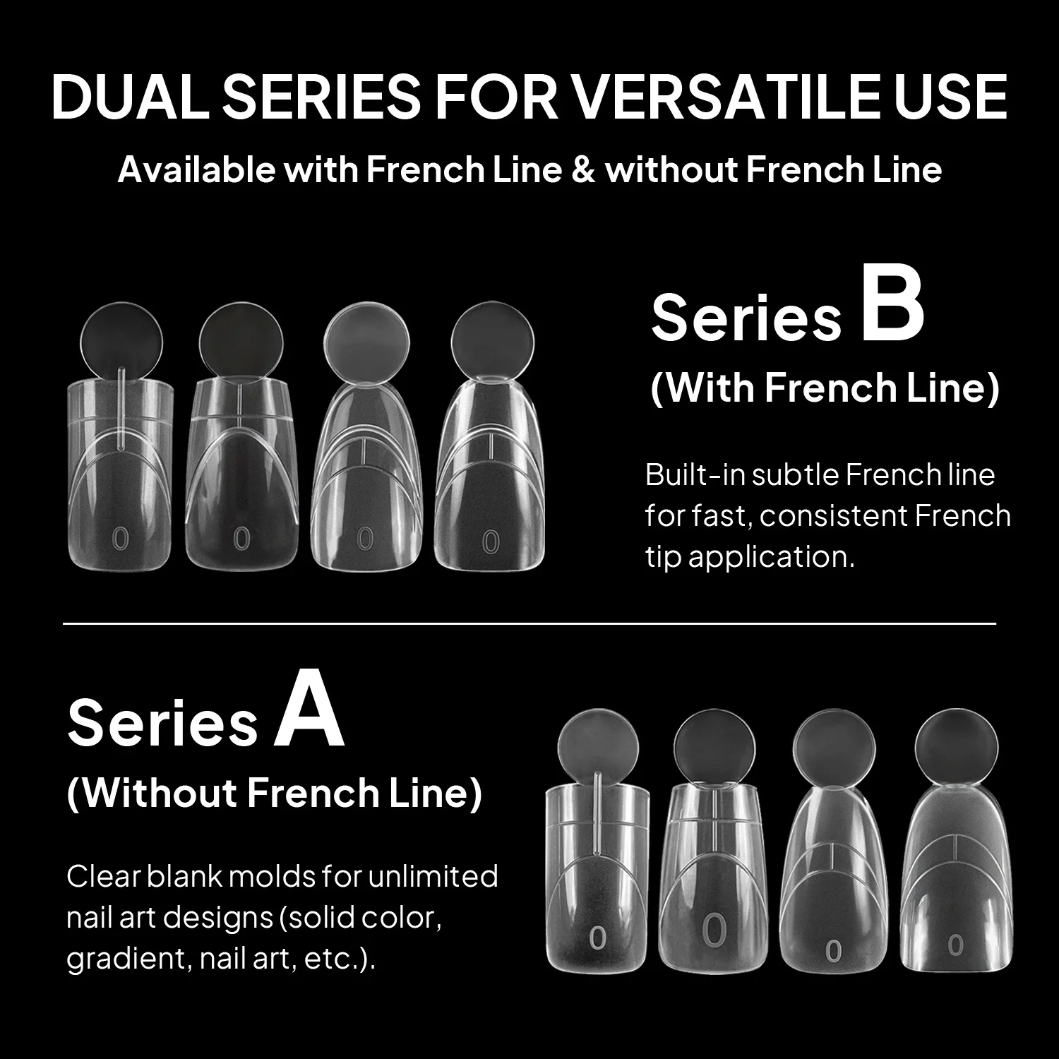 140PCS Gorgellux Matte French Line Without Line Dual Nail Forms Perfect Smile Line 14 Sizes Coffin Almond Oval Square Home DIY