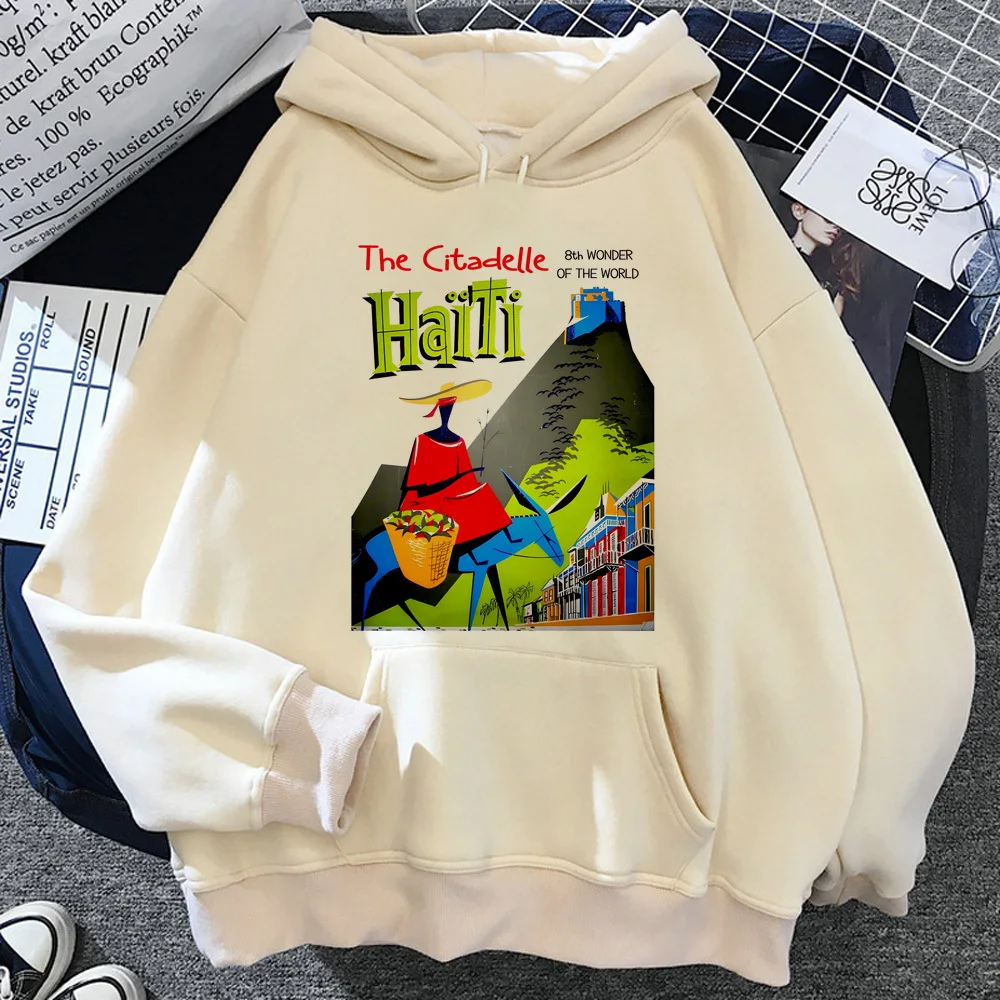 

Haiti hoodie manga modern style funny streetwear women pullover winter comfortable