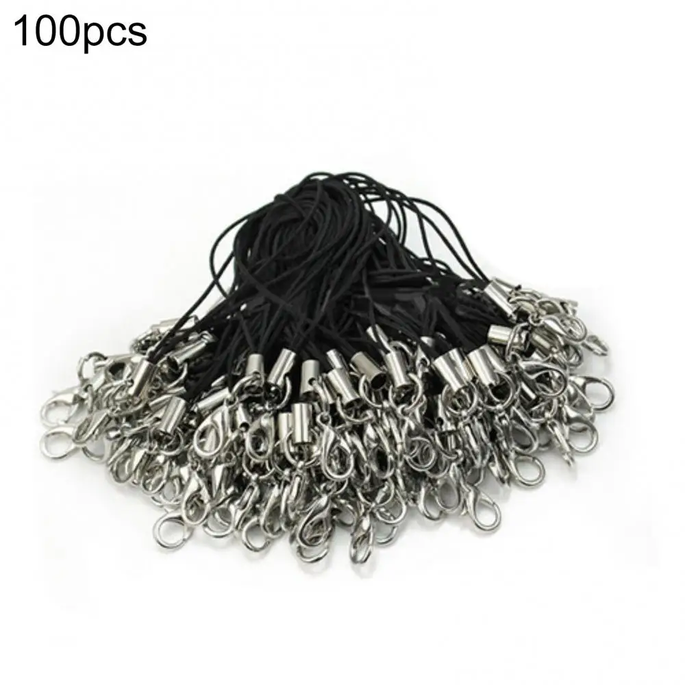 100 قطعة أسود الهاتف الخليوي المحمول اسهم الحبال حزام الوهق مع المشابك جراد البحر اسهم قضية الهاتف المحمول المفاتيح #2