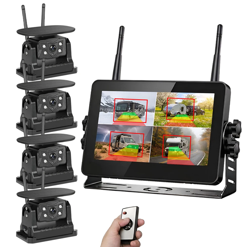 4CH Solar Wireless Rear View Camera System 7