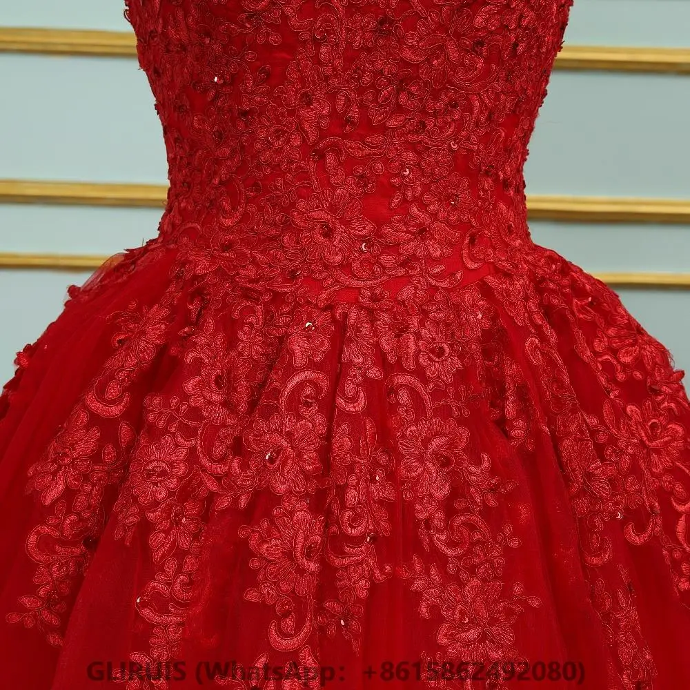 Vinca-vestidos de Boda de Princesa con apliques de encaje soleado, vestido de novia rojo con hombros descubiertos, nuevo modelo, 2022