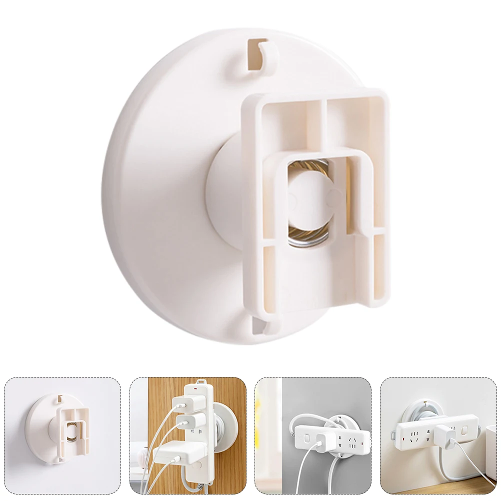 

1pc 【】Socket Holder Wall Mount No Punching Power Strip Hanger ABS Wall Socket Fixer Wire Winder Rack Rotary Nail-Free Strong