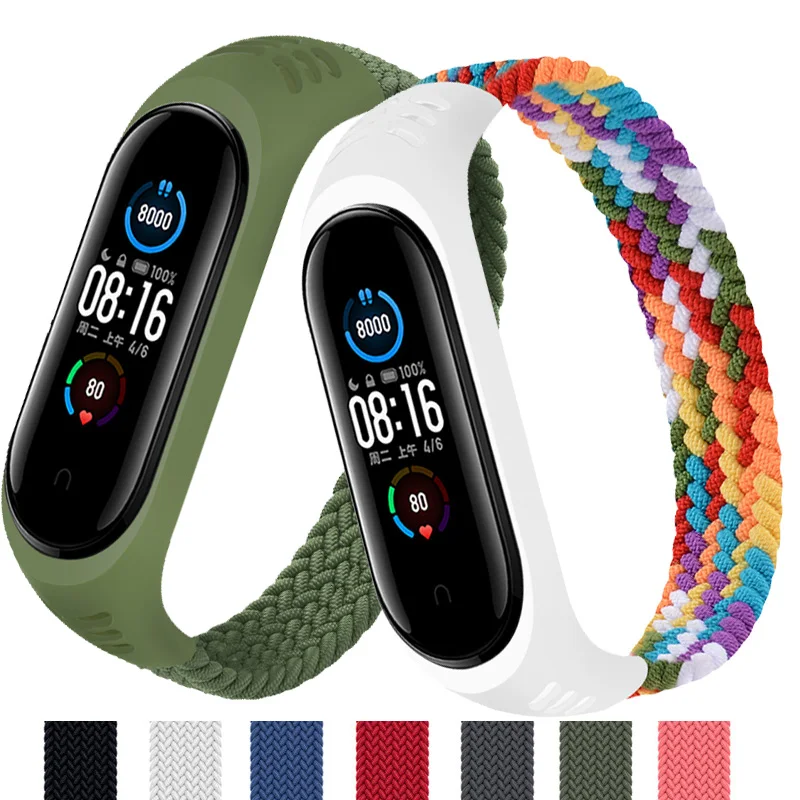 Geflochtene Solo Loop für Xiaomi Mi Band 7, Uhrenarmband, Nylon-Armband, NFC-Armband, Smart-Gürtel, Correa Xiaomi Mi Band 7, 6, 5, 4, 3