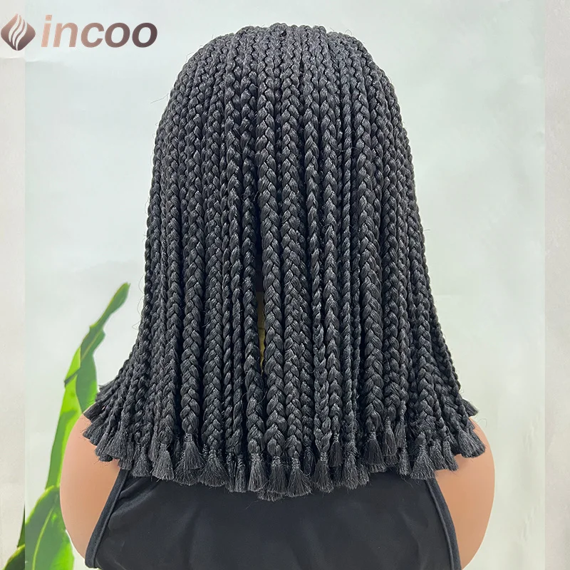 10" Short Knotless Braided Wigs Synthetic Full Lace Wigs For Woman Goddess Bohemian Box Braids Wigs With Baby Hair African Hair