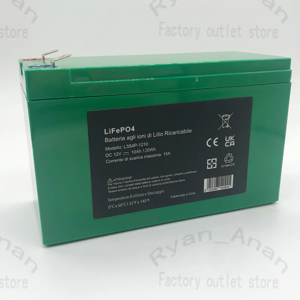 L3S4P-1210 12V 10Ah Lithium LiFePO4 Deep Cycle Battery,for Solar/Wind Power,Small UPS,Lighting,Power Wheels,Fish Finder and More