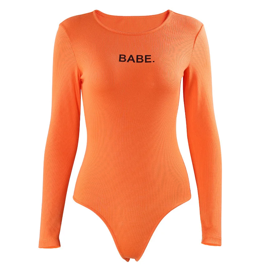 2024 New Streetwear Bodysuits Fashion Letter Print Long Sleeve Bodysuits Harajuku Women Bodycon Jumpsuits Casual Chic