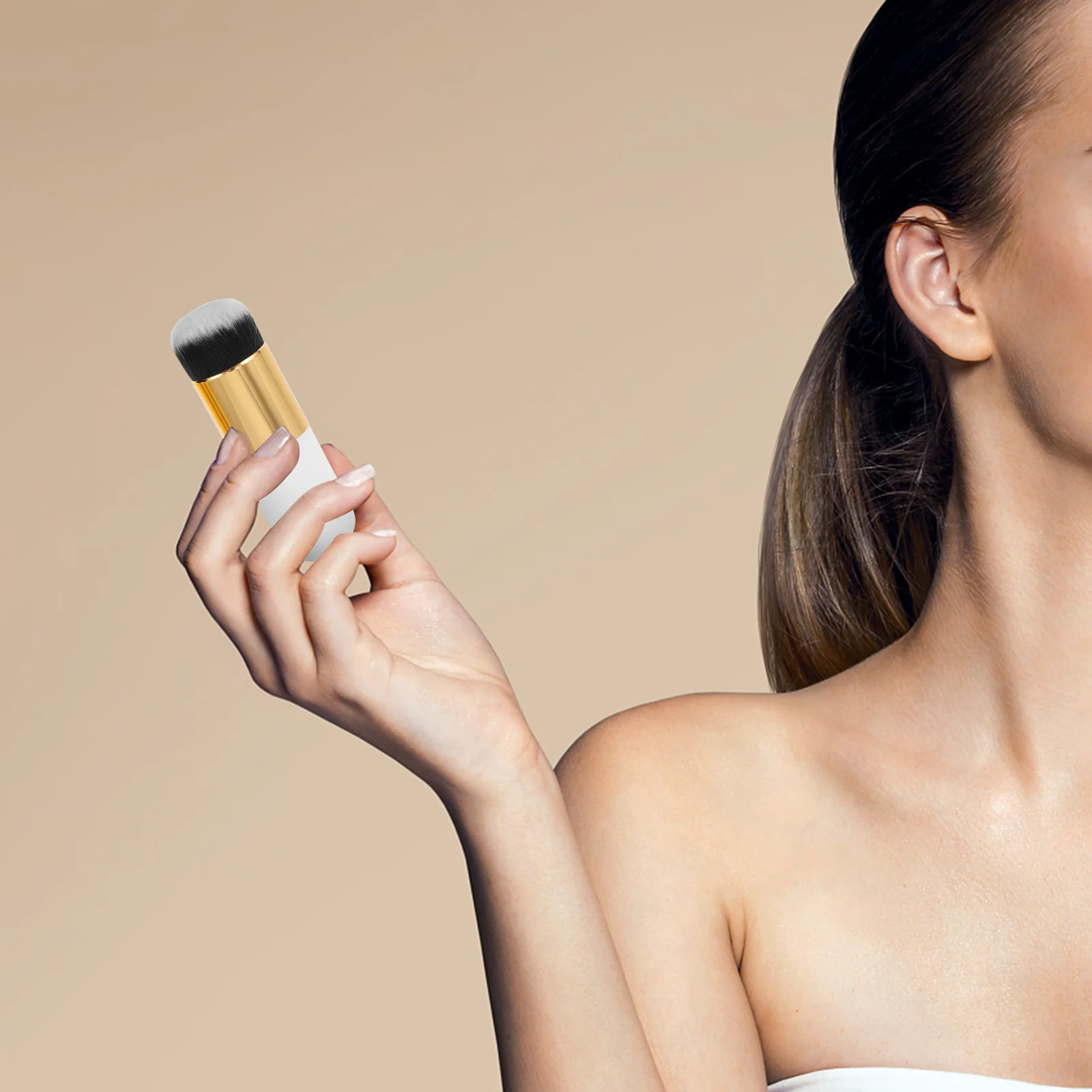 2-teiliger Make-up-Pinsel, Premium-Kunsthaar, hohe Dichte, weiche Foundation, Rouge, Puder, Werkzeug für Frauen und Mädchen, Gesicht, Polieren