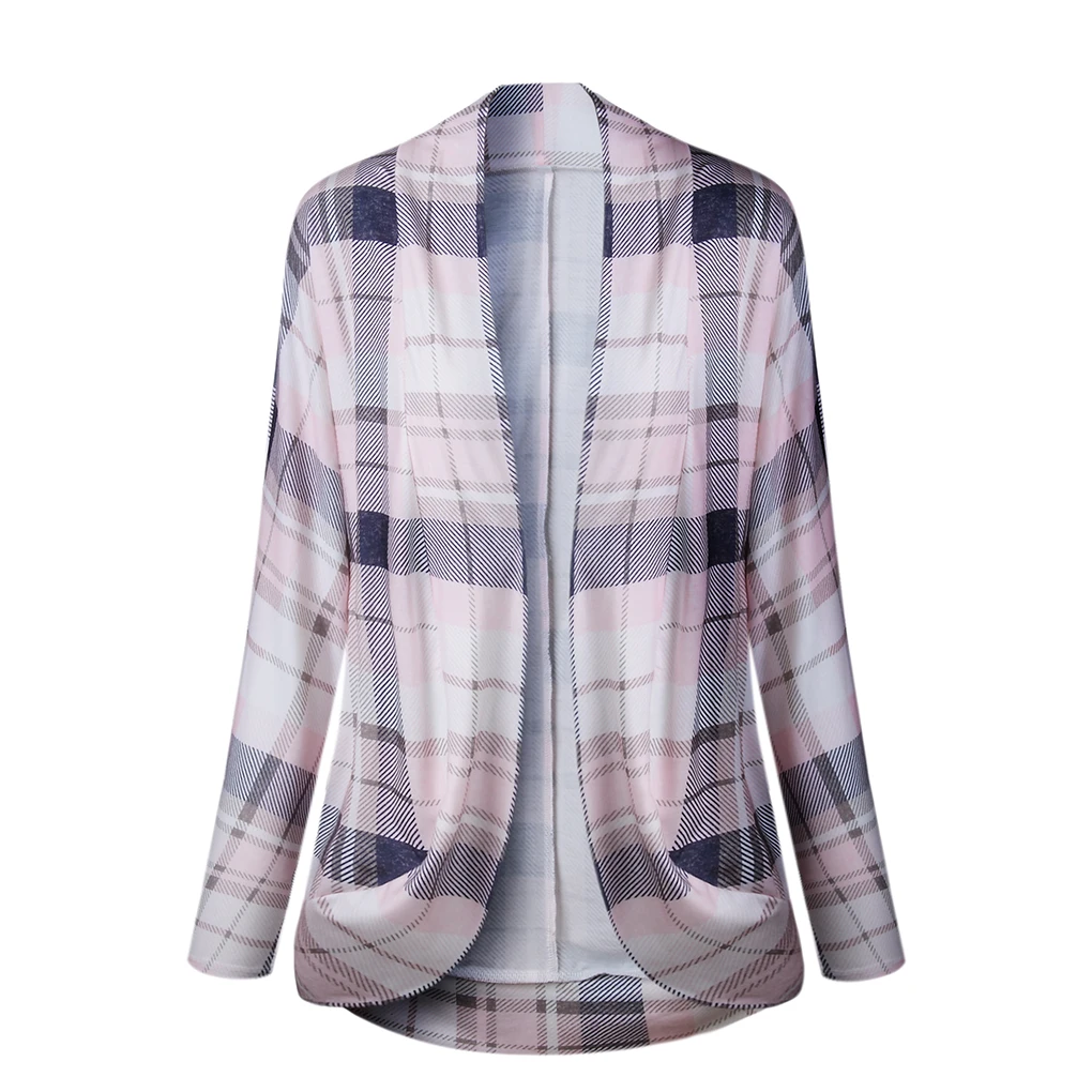 

Женский решетчатый кардиган, нерегулярный открытый передний топ, теплое пальто с длинными рукавами для девочек