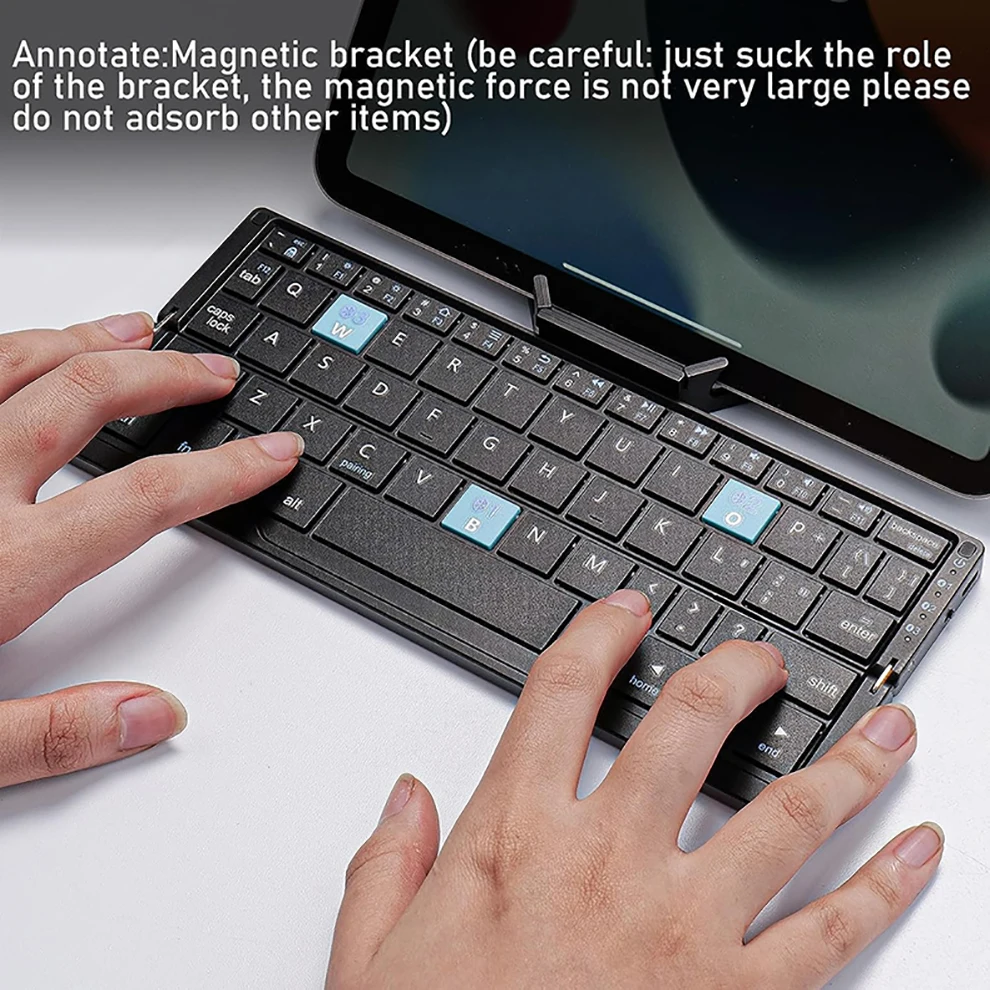 Folding Mini Keyboard Korean Russian Keypad Supported 3 Devices with Stand Rechargeable Keyboard for Phone Tablet