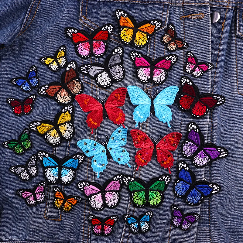 Butterfly Embroidered Patches For Clothing 12 Colors Animal Butterfly Iron On Patches  On Kids Clothes DIY Patch Applique