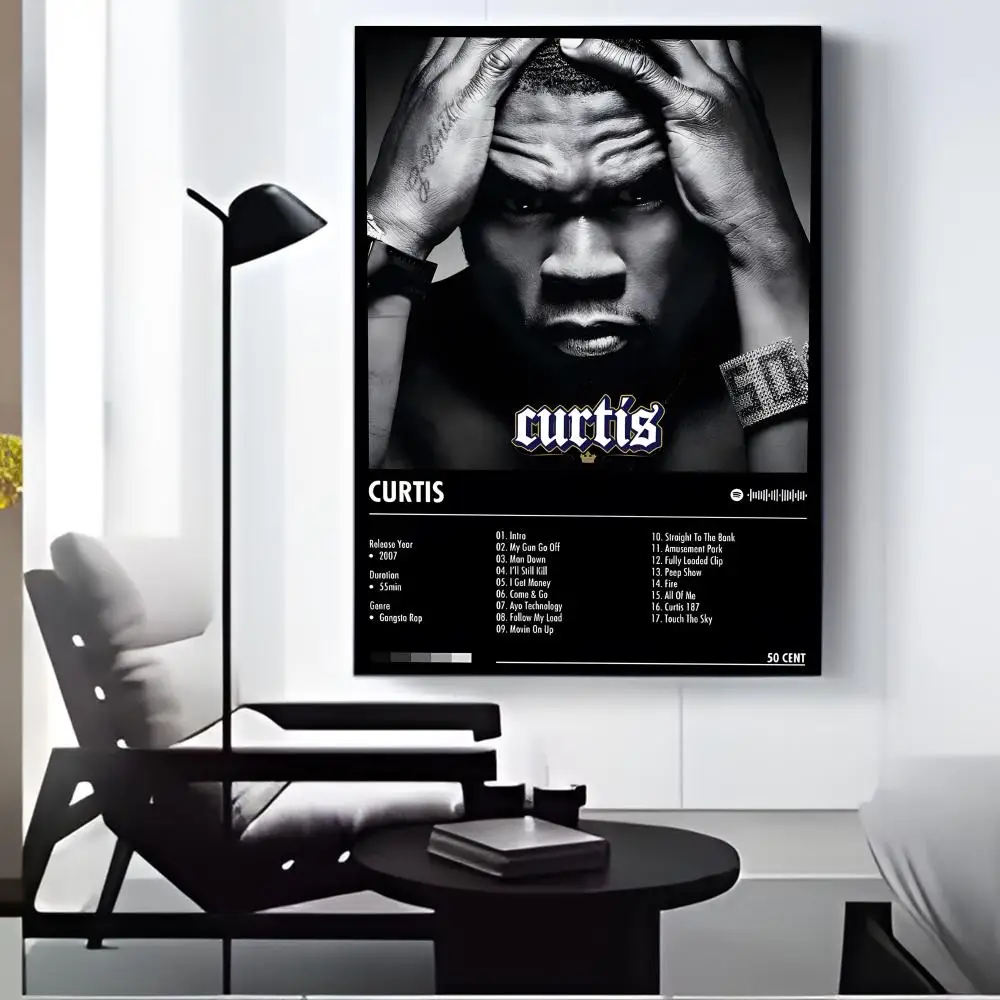 مغني الراب 50 C-Cents المغني اللوحة الخط قماش HD ملصق جدار الفن الداخلية المدخل ديكور المنزل هدايا العيد