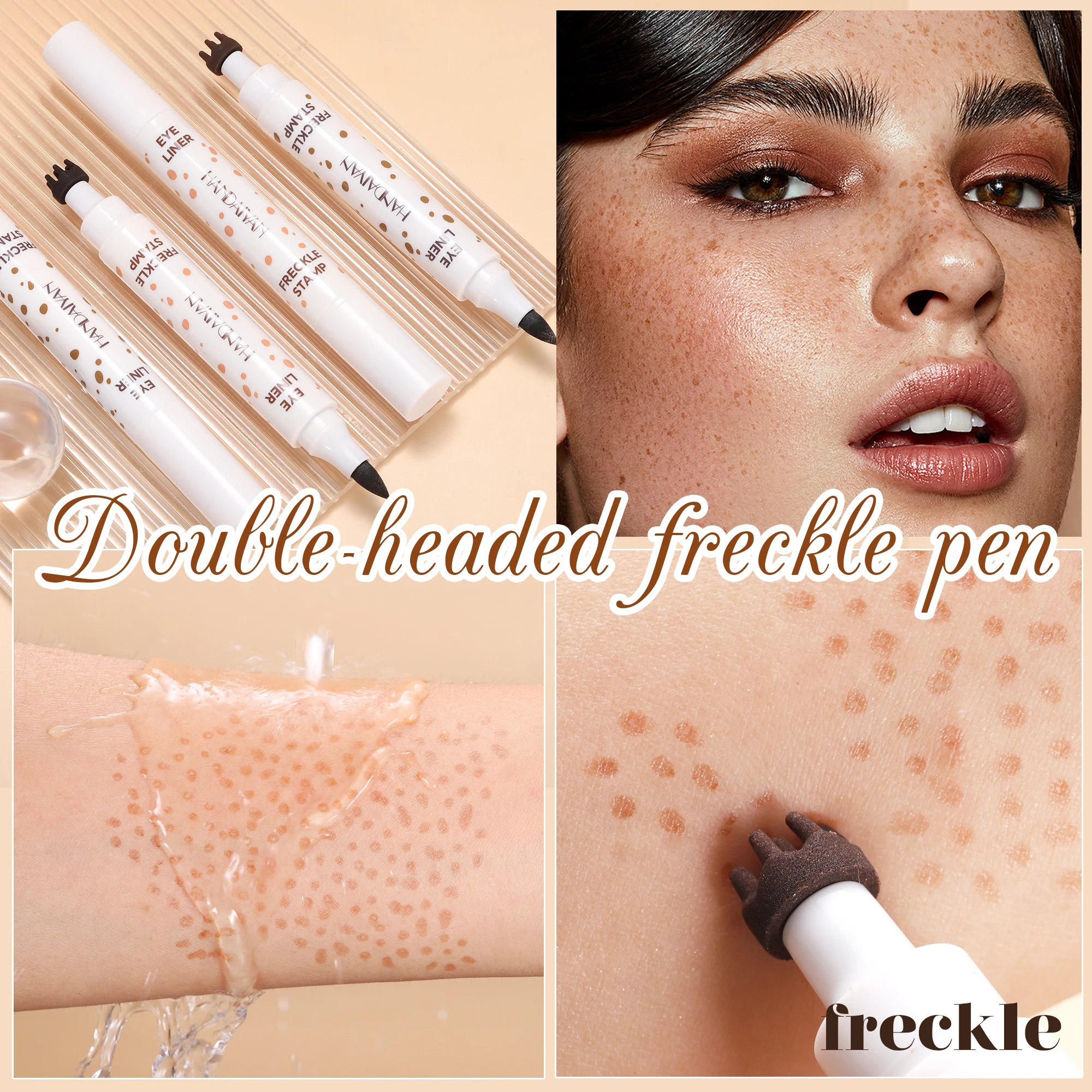 더블 엔드 방수 주근깨 펜 지속적인 모습을 위한 자연스러운 가짜 주근깨 펜 메이크업 라이트/다크 브라운을 위한 도트 스팟 펜