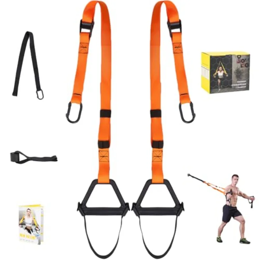 

Bodyweight Resistance Training Straps, Training straps Complete Home Gym Fitness Trainer kit for Full-Body Workout Easy Setup G