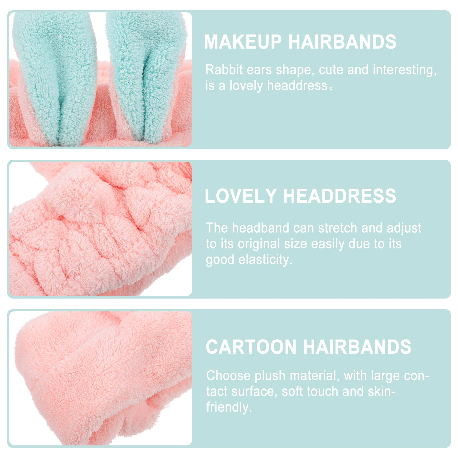 

Stretchy Shower Headband Cartoon Hair Lovely Headdress Elastic Pink Washing Face Hairband