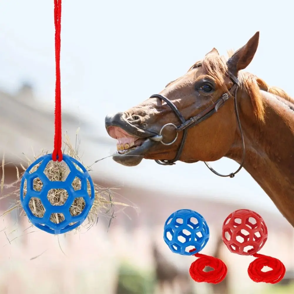 Multipurpose TPR Horse Treat Ball Red/Blue/Green Circular Hanging Feeding Toy 5.5inch Durable Pony Hay Feeder Sheep Goat