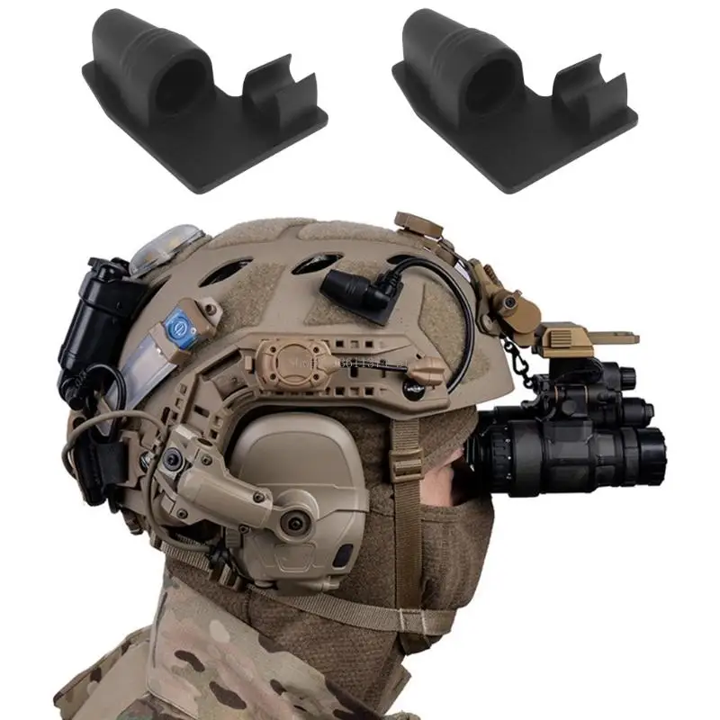 Contact Position Cable End Holder Base for Helmet Gear, Pair Pack Dark Finish Body with Slot Section and Clip Stop in Accessory