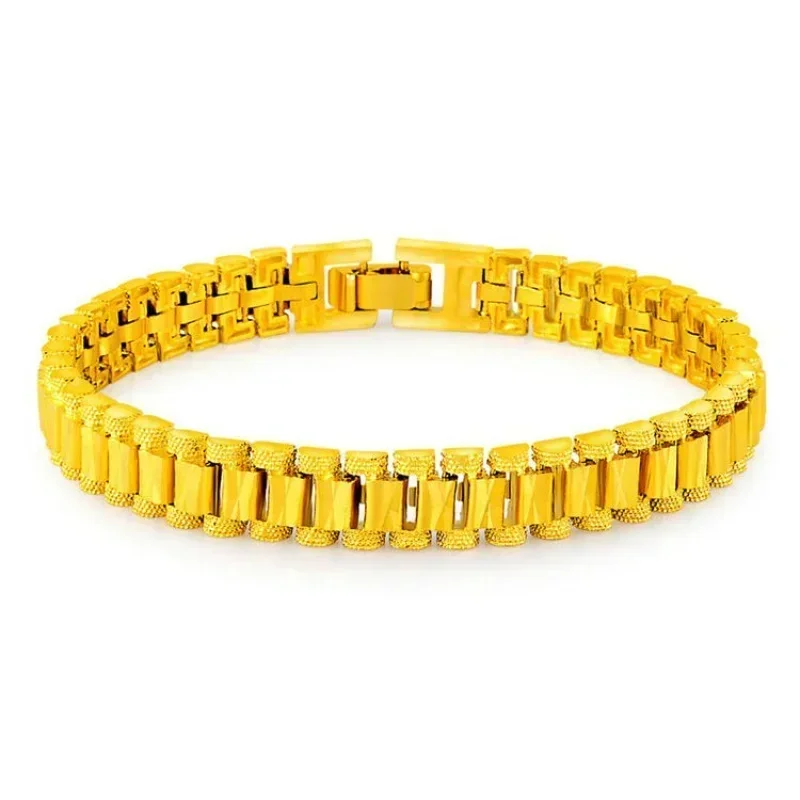 2024 Womens Trend Real Gold Bracelet AU999 Boss Chain Simple Fashion Classic Holiday Gift 24k for Joyria Women