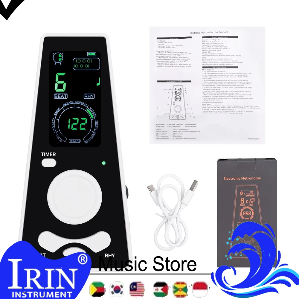 Electric Digital Metronome Timer Universal Electronic Metronome with Volume and Beat Speed Control Battery USB Metronomes Effect
