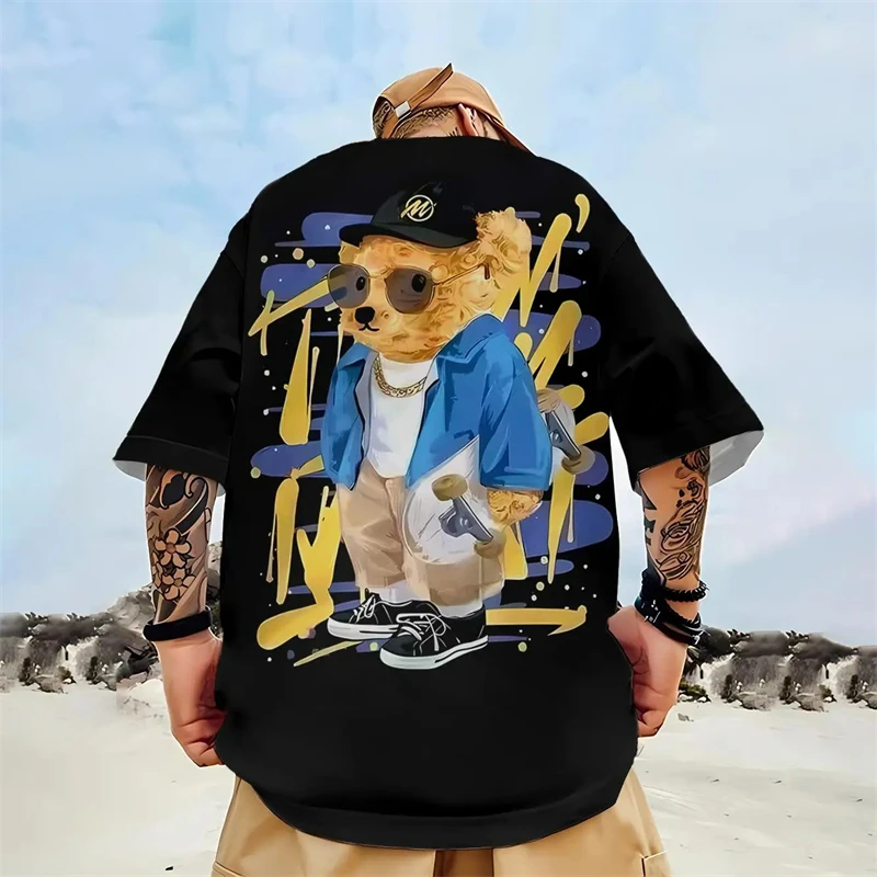 Camiseta de Panda del Tesoro Nacional para hombre, Top holgado de manga corta con estampado 3D de dibujos animados, moda urbana, novedad de verano