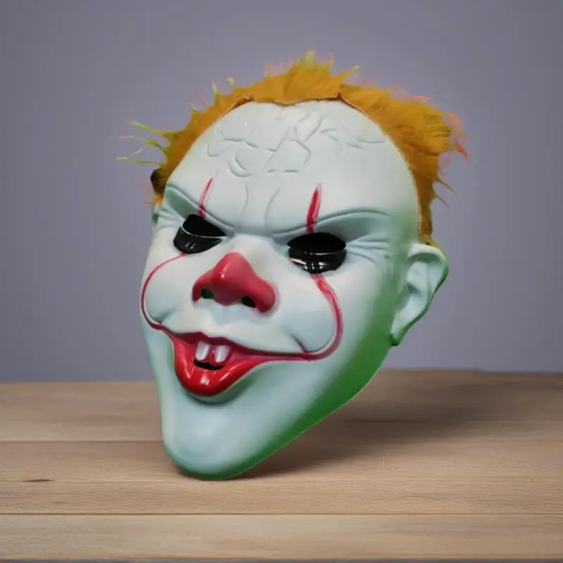 Máscara One Pennywise Joker, capacete de látex assustador de cabelos amarelos para cosplay de festa de Halloween, adereço assassino de palhaço de demônio de terror