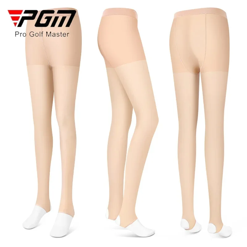 PGM Women High Waist Golf Leggings Lady Sunproof Ice Silk Long Leg Socks Girls High Elastic Breathable Pantyhose Golf Legggings