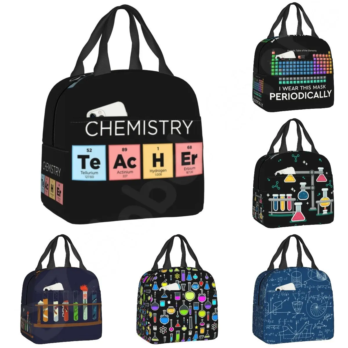 Insegnante di chimica tavola periodica borsa termica per il pranzo per bambini Science Lab Tech portatile Thermal Cooler Food Lunch Box School