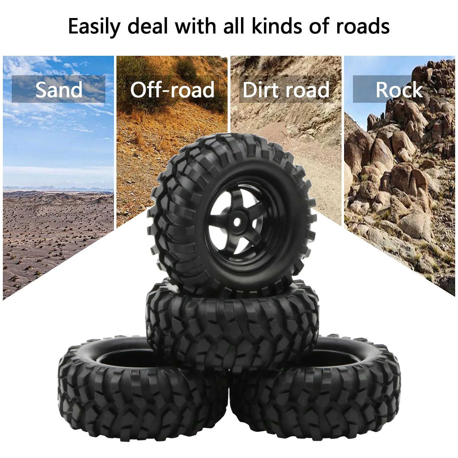 RCXAZ 96 mm 1,9 Zoll Gummifelge und Reifen Beadlock für 1/10 RC Crawler Car HSP Redcat Traxxas AXIAL SCX10 90046 RC4WD D90