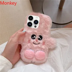 3D Cute Cartoon Funny Case For Huawei Y7A Y6P Y9 Honor 200 100 90 70 50 20 X9A X8A X7A X6A X9B X8B Fluffy Plush Soft Bumper Case