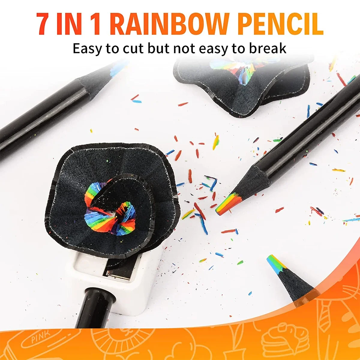 NEW 10Pcs Colored Black Wood Pencils 7 in 1 Rainbow DIY Drawing Pencil for Sketching Doodling Coloring Painting Artistic NEW