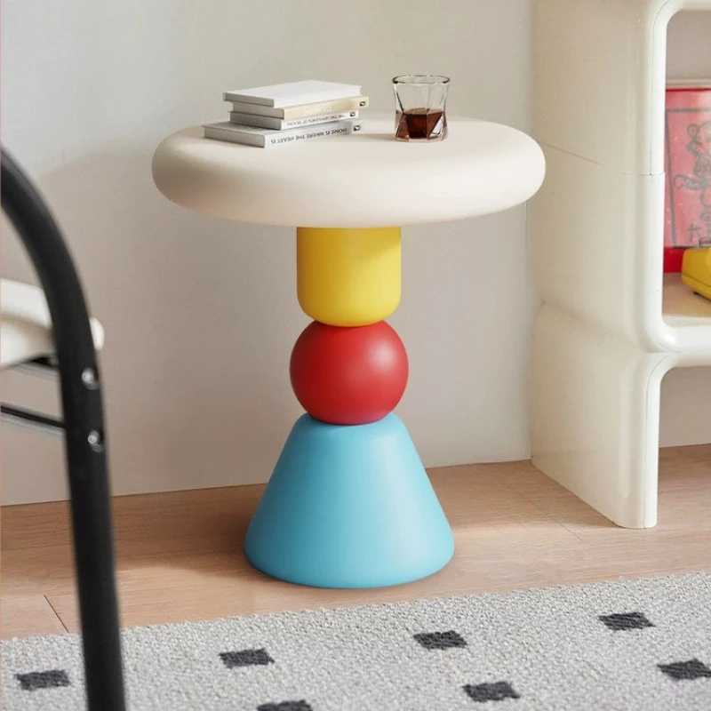 

Dopamine Side Table, Living Room Creamy Coffee Desk, Artistic Accent Unit, Bedroom Nightstand Alternative, Wide Eco Resin Base