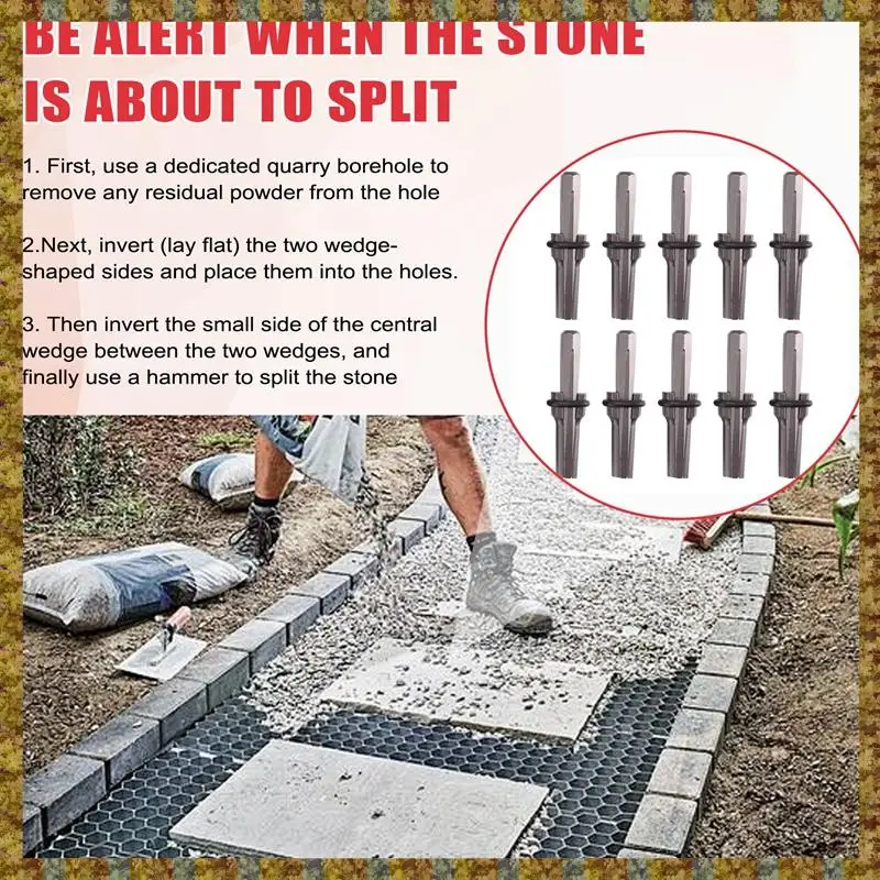 F-F 10 комплектов, 5/8-дюймовые заглушки, клинья и прокладки из перьев, камень для бетона, камень, ручные инструменты, 16 мм