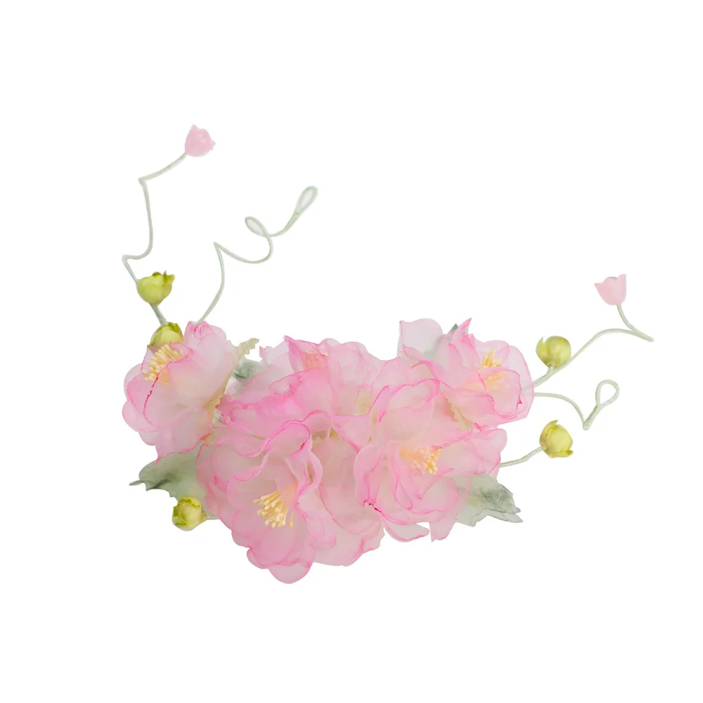 Gradient Pink Handmade Organza Flower Hair Clip Traditional Chinese Hanfu Hair Accessory Vintage Floral Hairpin For Cosplay Part view 5