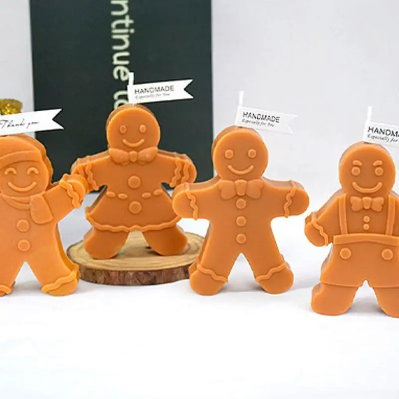 3D Gingerbread Man Silicone Mold DIY Scented Candle Handmade Soap Mold Cookie Chocolate Cake Fondant Mold Christmas Home Decor