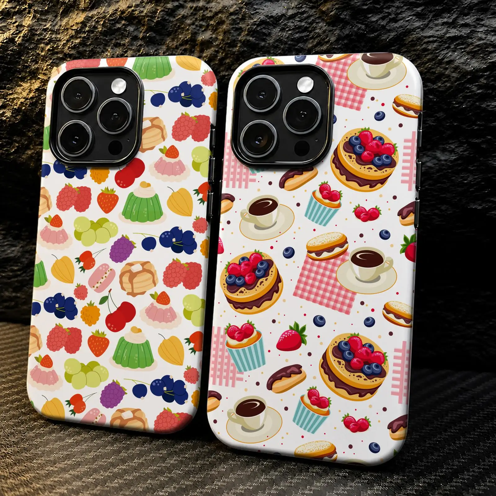 Fruit Tart Pattern Phone Case For iPhone 17 16 15 14 13 12 11 Pro Max Air 2-in-1 Dual-Layer Back Shockproof Protective Cover