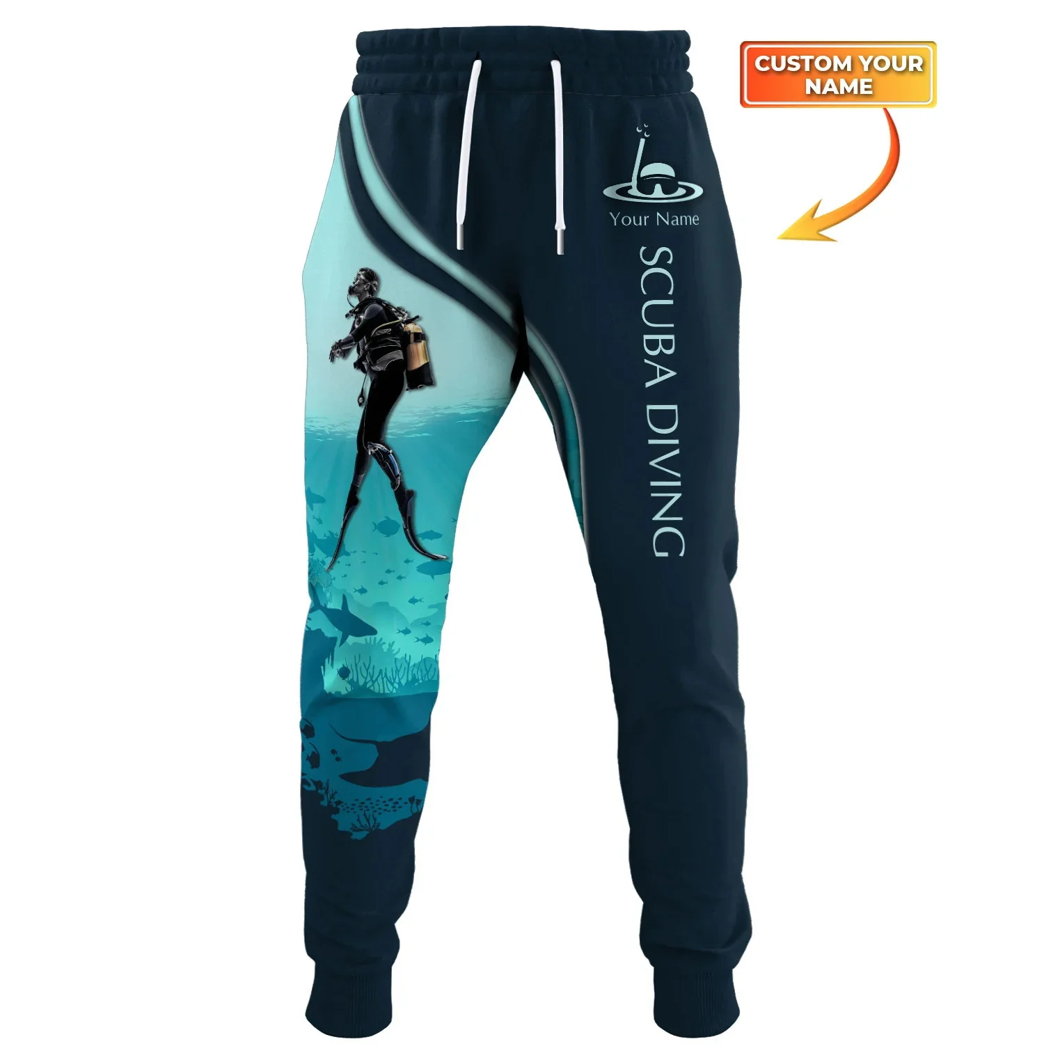 Scuba Diving Custom Name 3D All Over Printed Men's Jogger Pants Autumn Fashion Unisex Casual Scuba Diver Sweatpants MP11