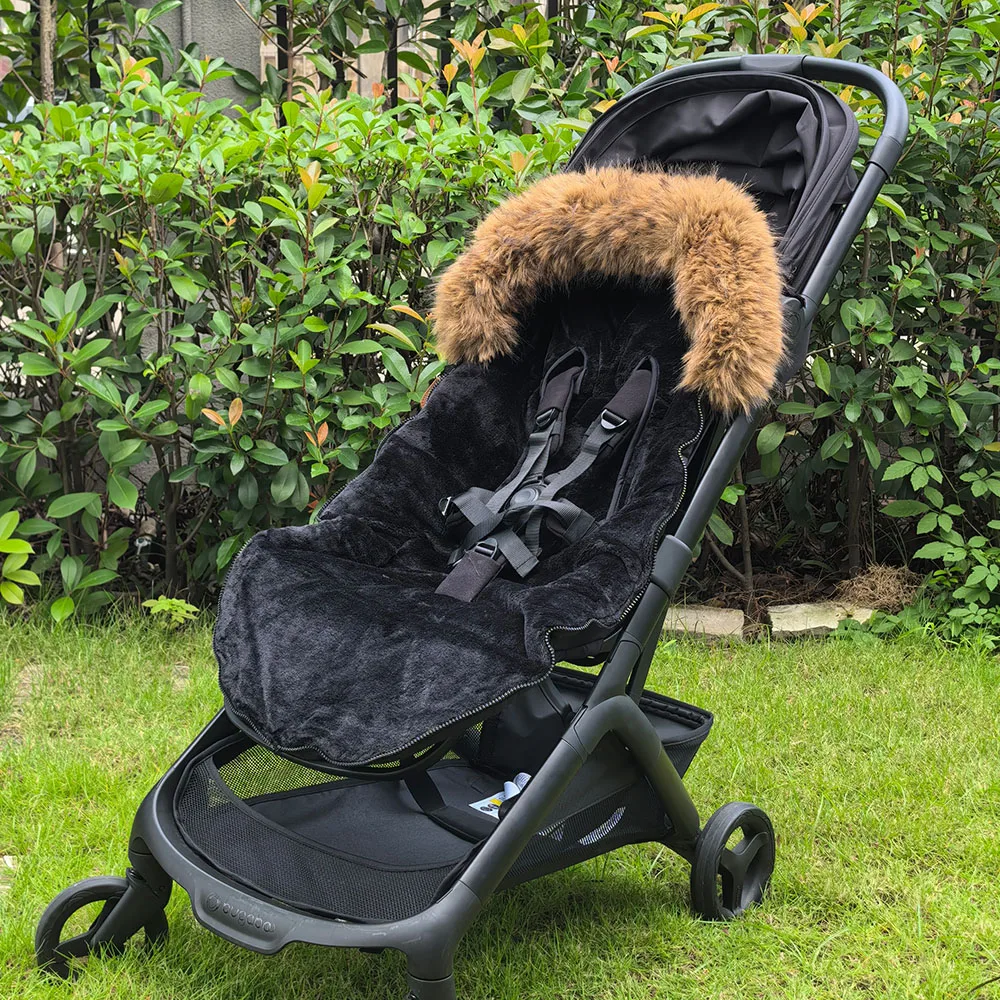 Baby Footmuff In Stroller Winter Warm Socks For 0-24 Months Removable Fur Collar Black Baby Stroller Accessory Photography Prop