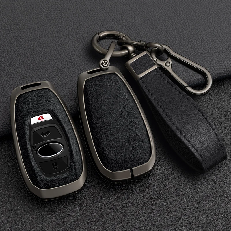 

Zinc Alloy + Leather Car Key Case Cover for Subaru BRZ Forester Legacy Outback WRX STI Impreza XV Crosstrek 3 4 Buttons Remote